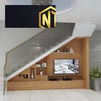 KỆ CẦU THANG KẾT HỢP TỦ TIVI MẪU 01